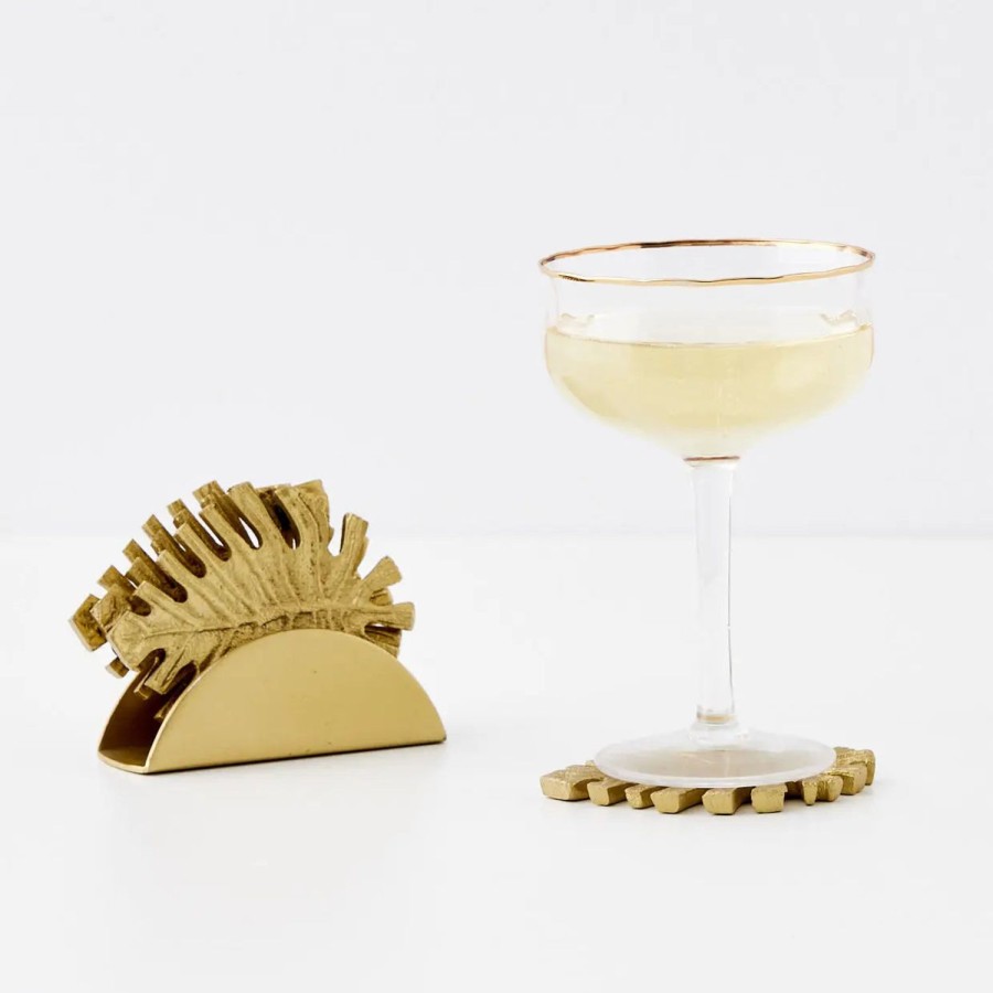 GigiandTom Monstera Metal Coaster Set Gold | Tableware