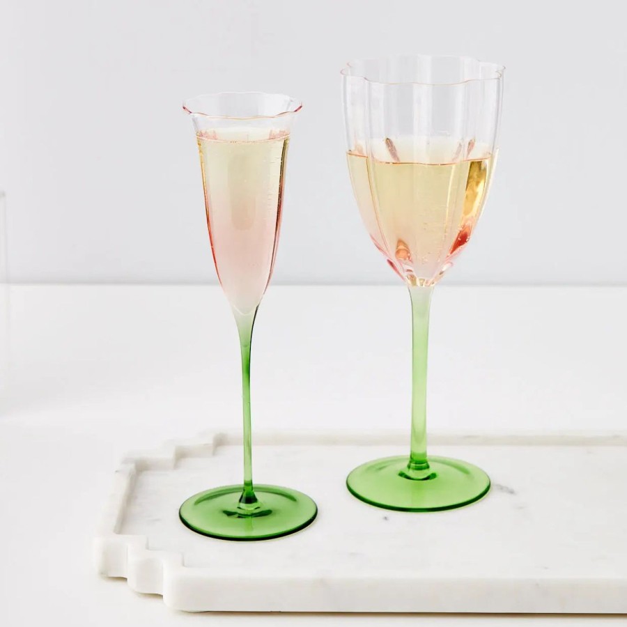 GigiandTom Coloured Bloom Champagne Glass Pink | Wine Glasses