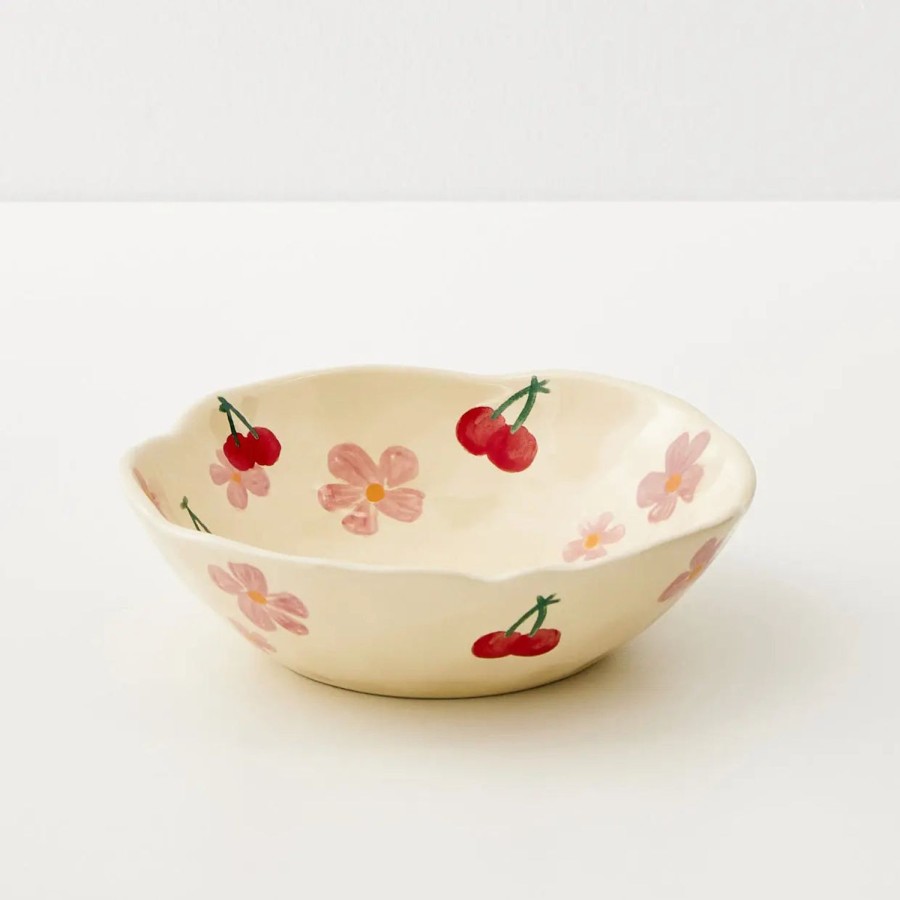 GigiandTom Painted Cherry Ceramic Bowl Red | Tableware