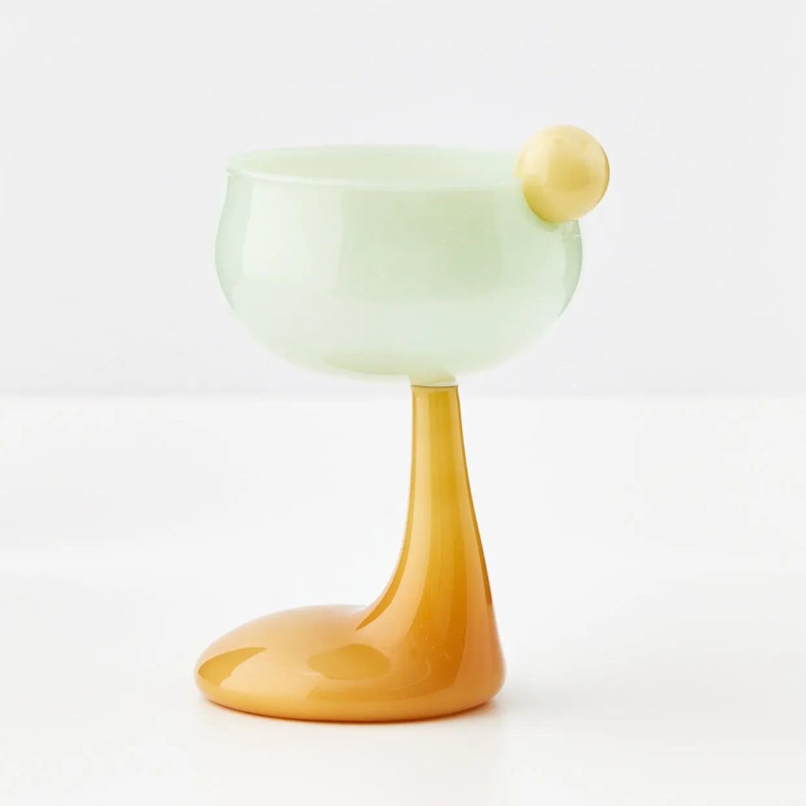 GigiandTom Droplet Cocktail Glass Green | Cocktail Glasses