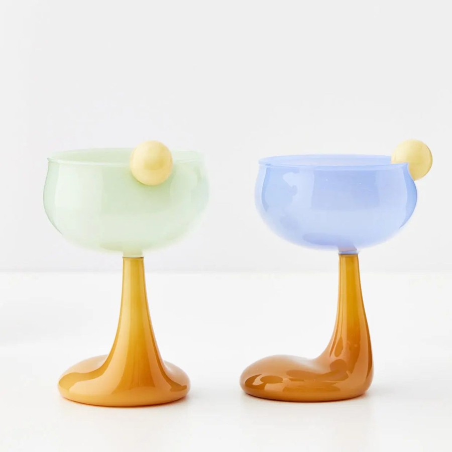 GigiandTom Droplet Cocktail Glass Green | Cocktail Glasses