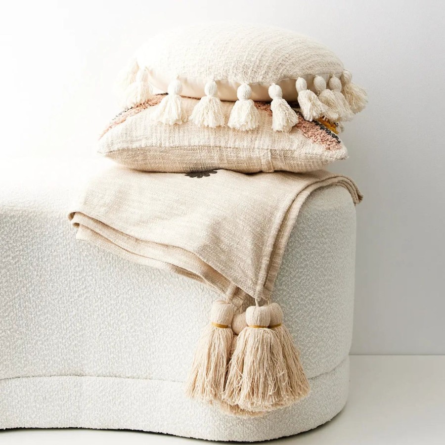 GigiandTom Spring Cotton Throw Blanket Off White | Cushions & Throws