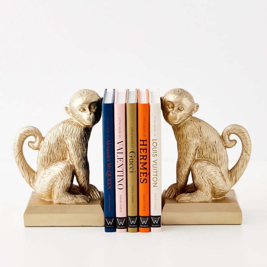 GigiandTom Monkey Resin Bookend Duo Gold | Decorative Objects & Trays