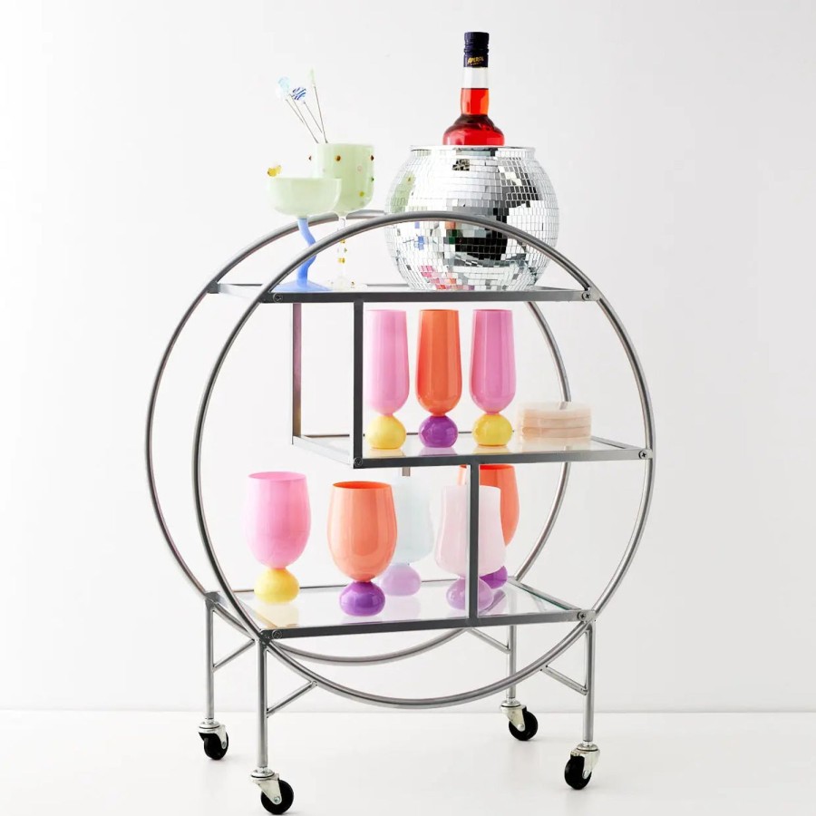 GigiandTom Vintage Style Bar Cart Silver | Bar Tools & Accessories