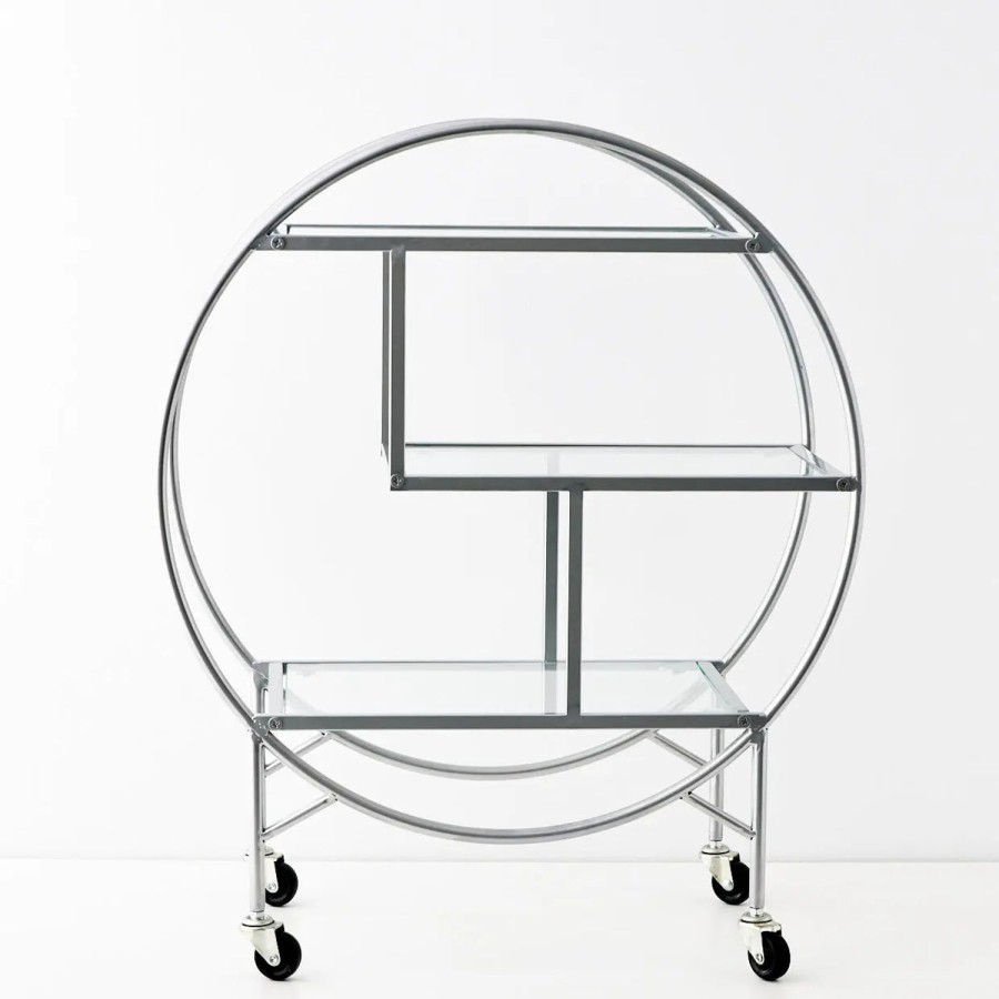 GigiandTom Vintage Style Bar Cart Silver | Bar Tools & Accessories