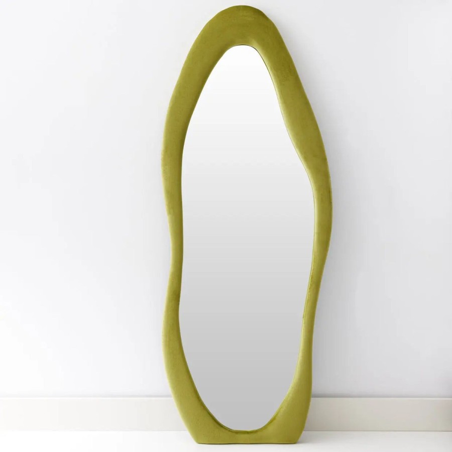 GigiandTom Asymmetrical Wavy Velvet Full Length Mirror Green | Mirrors