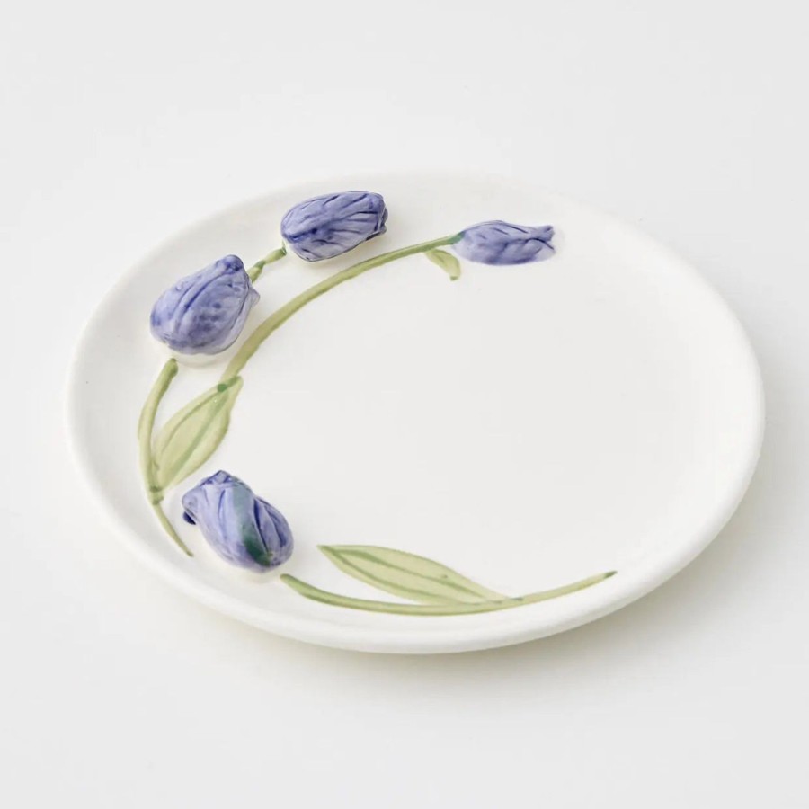 GigiandTom Tulip Ceramic Decorative Plate Purple | Serveware