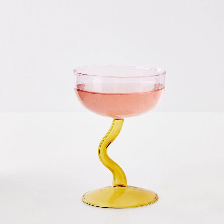 GigiandTom Swirl Stem Cocktail Glass Pink/Amber | Cocktail Glasses