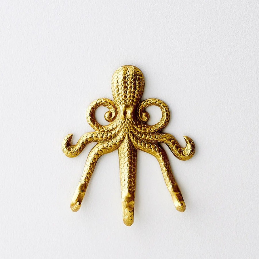 GigiandTom Otto Octopus Resin Wall Hook Gold | Decorative Objects & Trays