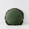 GigiandTom Shaggy Round Cotton Cushion With Insert Green | Cushions & Throws