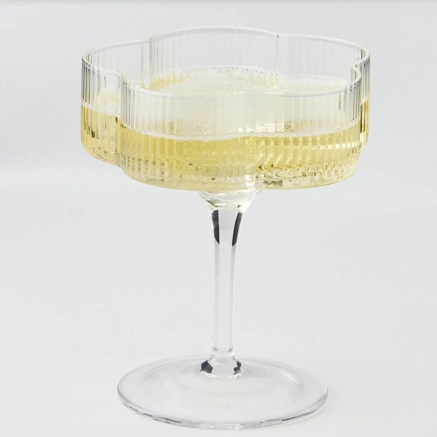 GigiandTom Ribbed Flower Champagne Glass | Wine Glasses