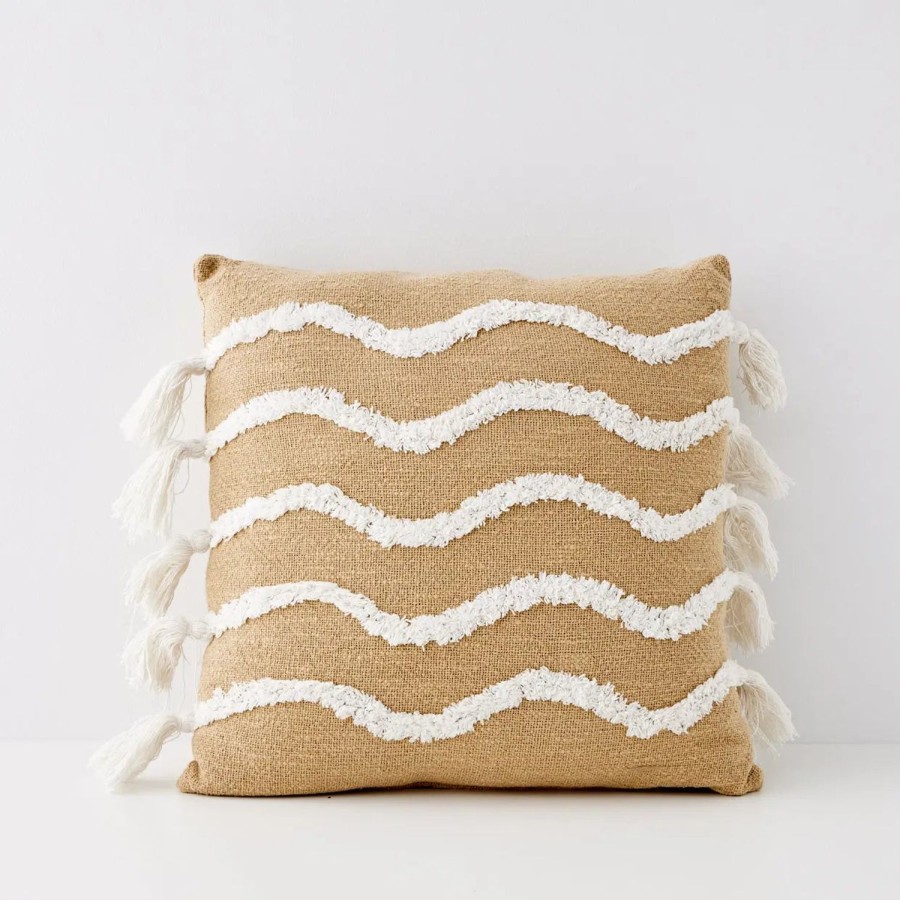 GigiandTom Newport Cotton Cushion With Insert Natural/White | Cushions & Throws