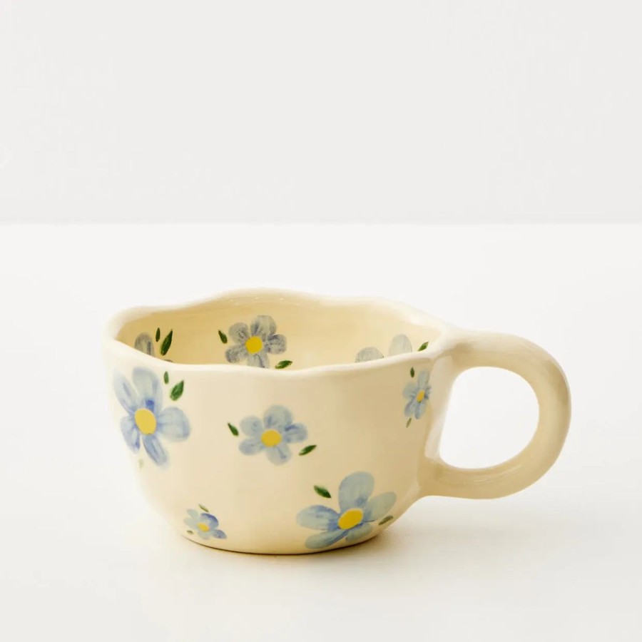 GigiandTom Painted Daisy Ceramic Mug Blue | Mugs & Teacups