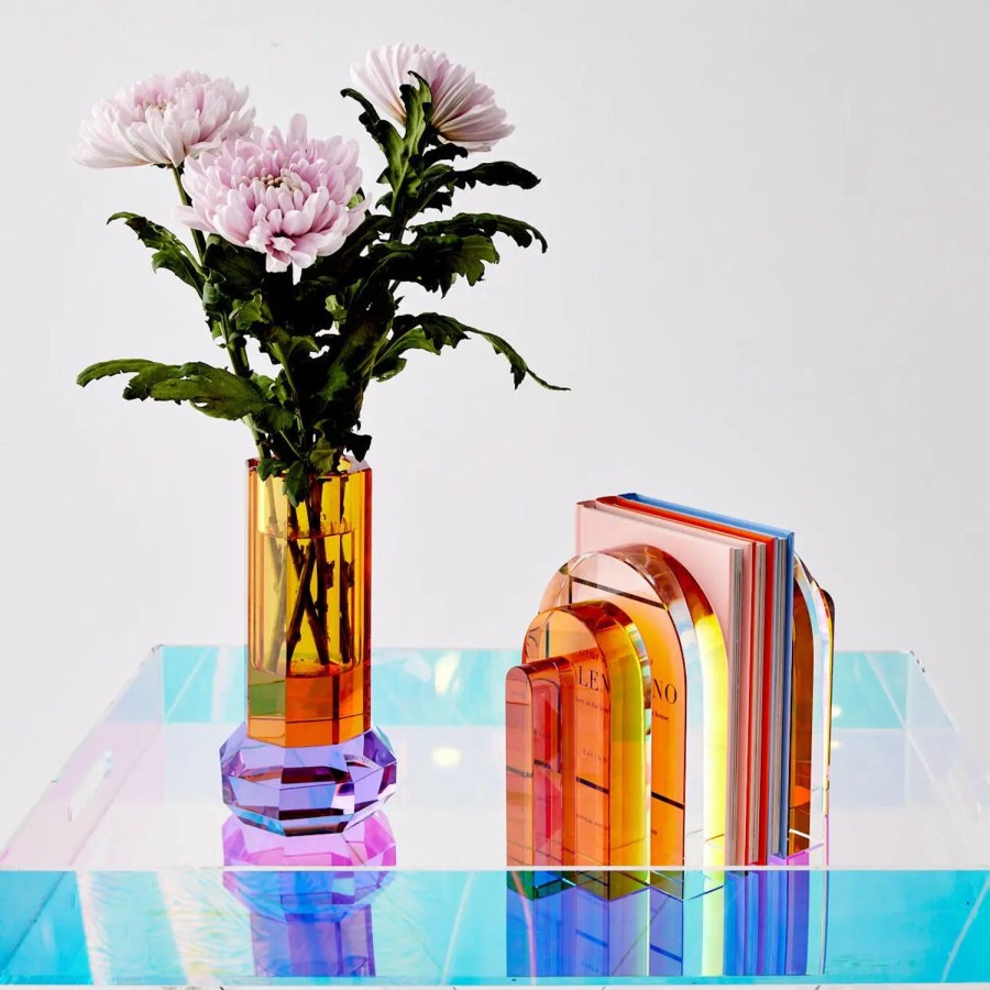 GigiandTom Bow Crystal Bookends Amber Purple | Decorative Objects & Trays