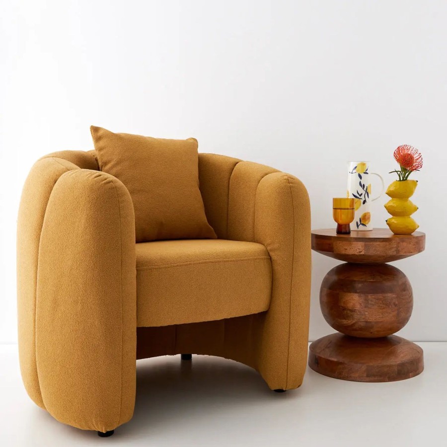 GigiandTom Bloom Boucle Accent Chair Mustard | Furniture