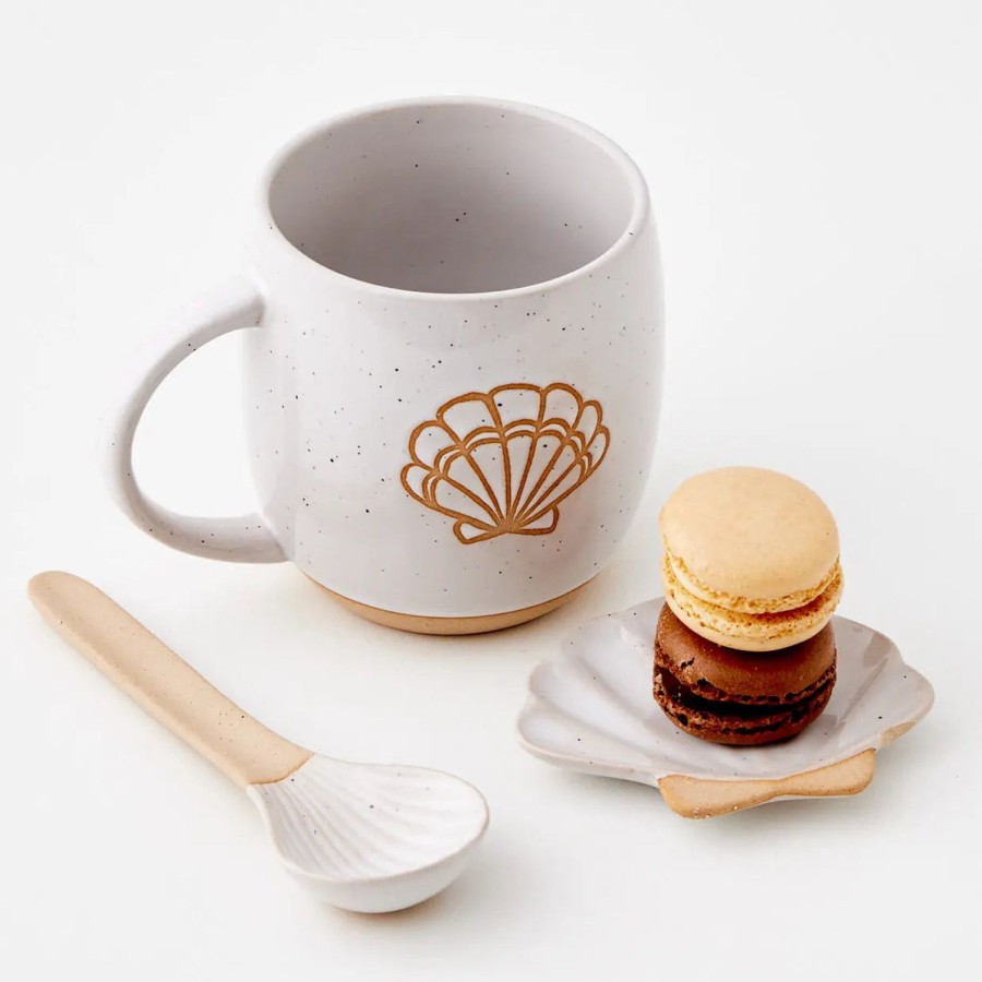 GigiandTom Seashell Ceramic Mug & Spoon Set | Mugs & Teacups