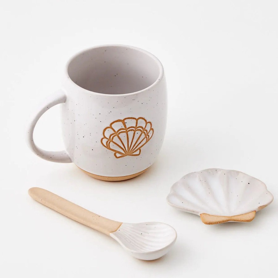 GigiandTom Seashell Ceramic Mug & Spoon Set | Mugs & Teacups