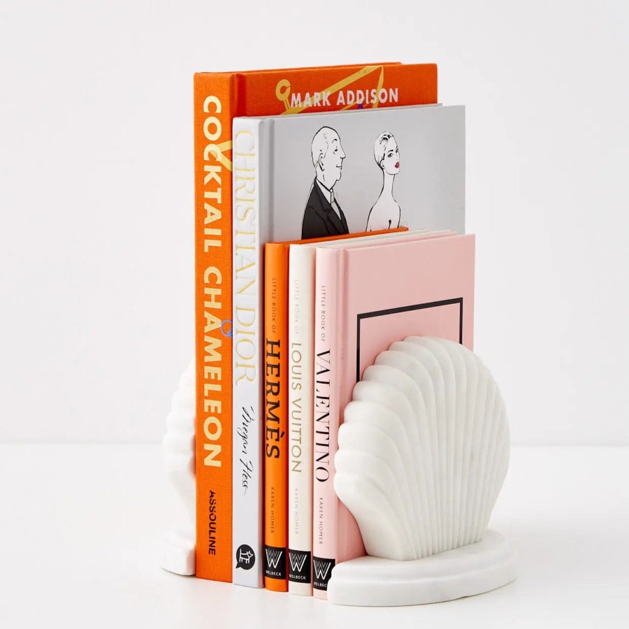 GigiandTom Clam Marble Bookends White | Decorative Objects & Trays