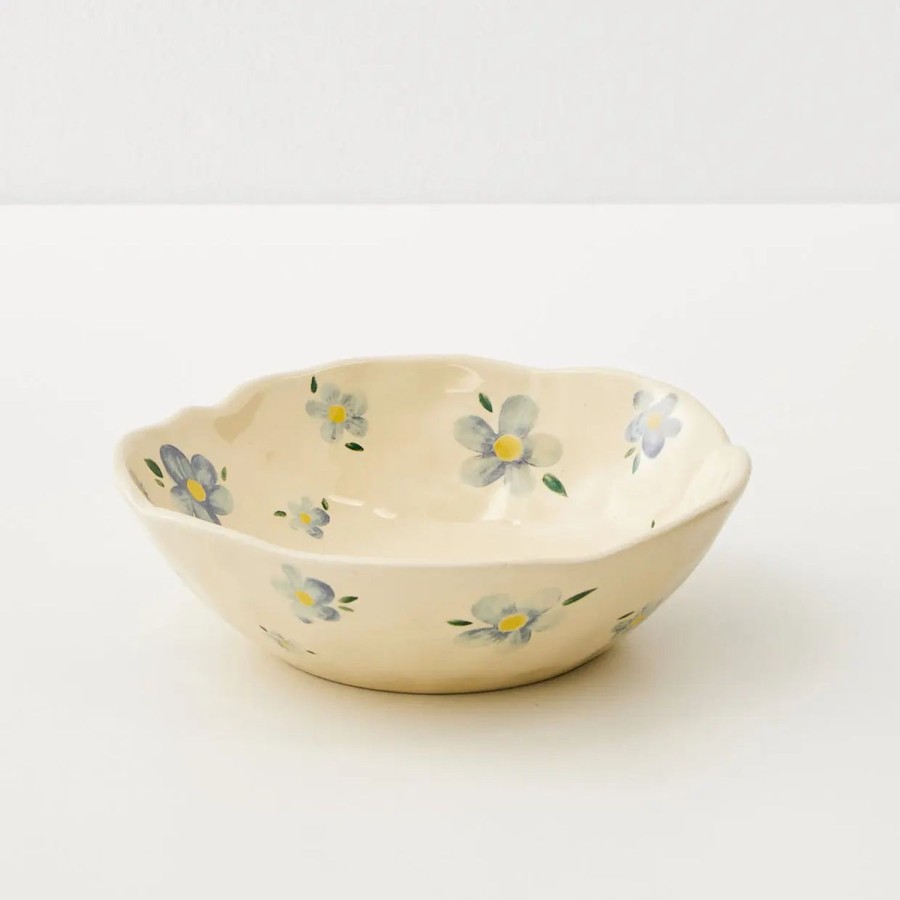 GigiandTom Painted Daisy Ceramic Bowl Blue | Tableware