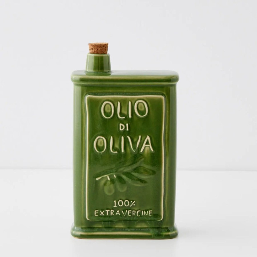 GigiandTom Sicilian Ceramic Olive Oil Bottle Green | Kitchen Accessories