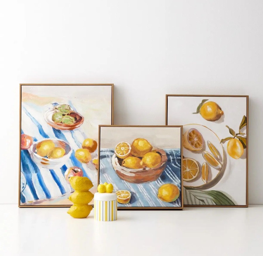 GigiandTom Lemon Picnic Framed Canvas Oil Painting | Wall Art