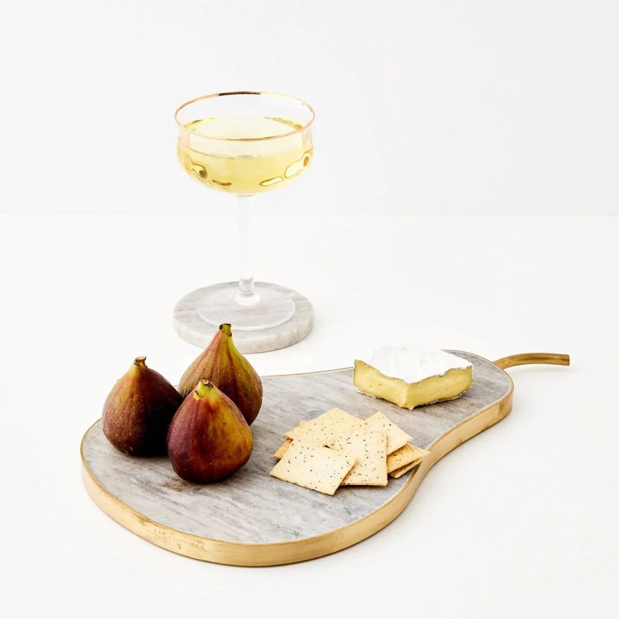 GigiandTom Lux Pear Marble & Brass Charcuterie Board | Serveware