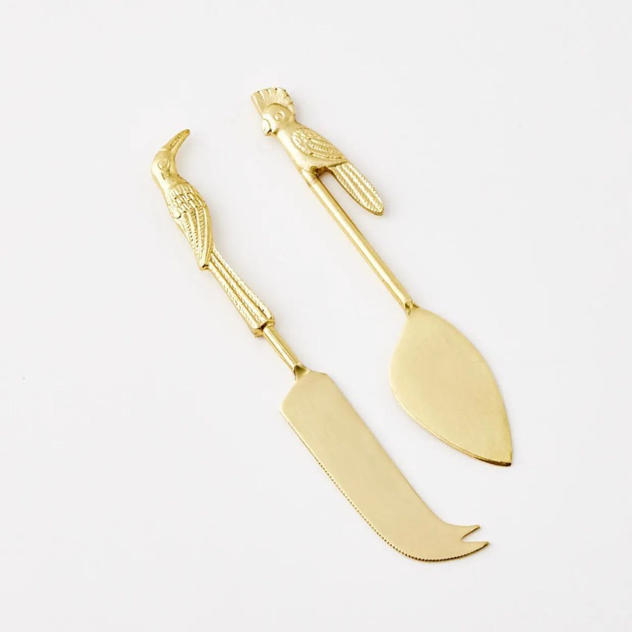 GigiandTom Tropicana Brass Cheese Knife Set | Serveware