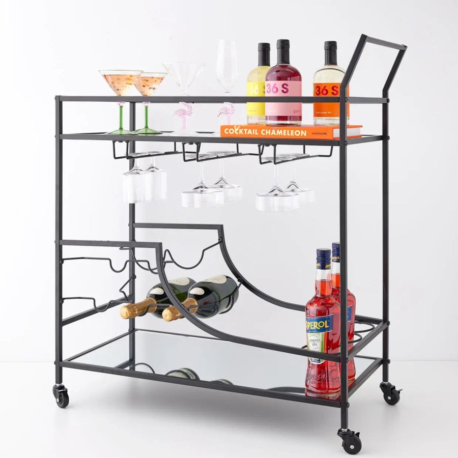 GigiandTom Double Decker Bar Cart Black | Bar Tools & Accessories