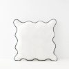 GigiandTom Scalloped Cotton Cushion With Insert White/Navy | Cushions & Throws