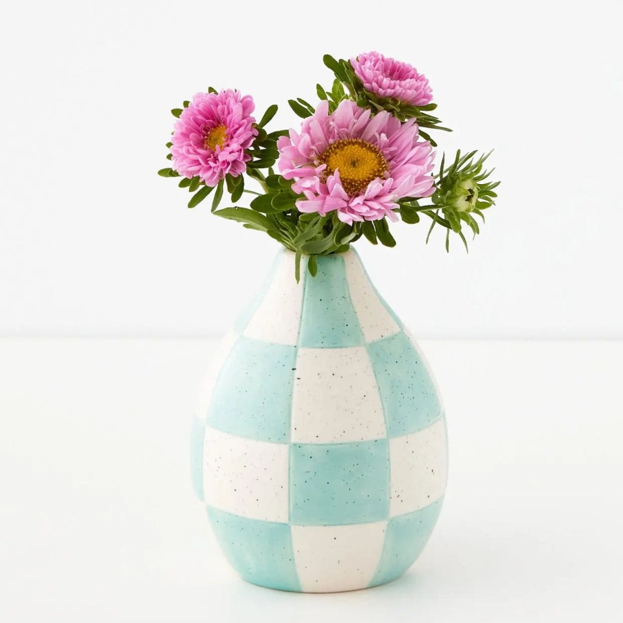 GigiandTom Check Ceramic Vase Blue | Vases