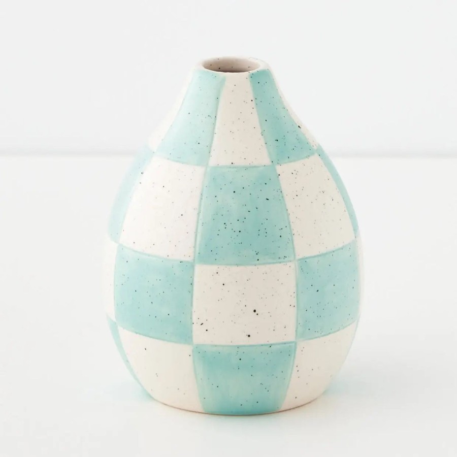 GigiandTom Check Ceramic Vase Blue | Vases