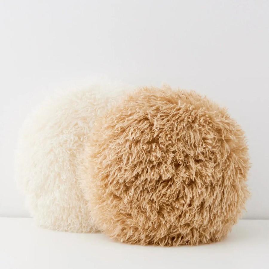 GigiandTom Carmela Faux Fur Circular Accent Cushion Tan | Cushions & Throws