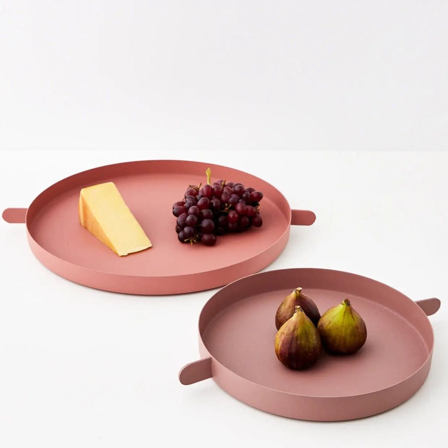 GigiandTom Stackable Metal Serving Tray Set Of 2 Dusty Pink | Serveware