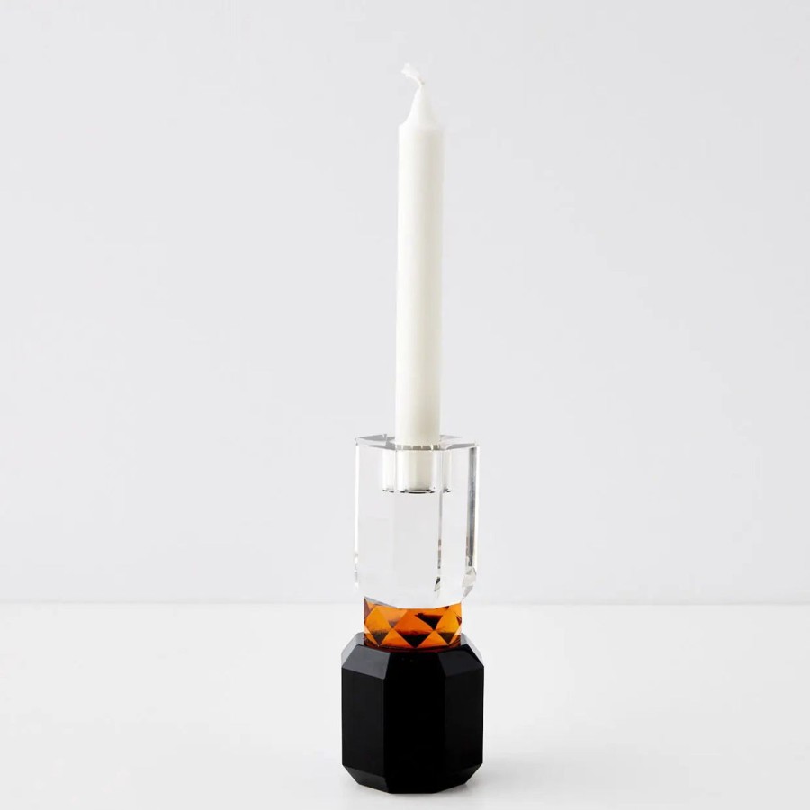 GigiandTom Brilliant Crystal Taper Candle Holder Clear Black | Candle Holders