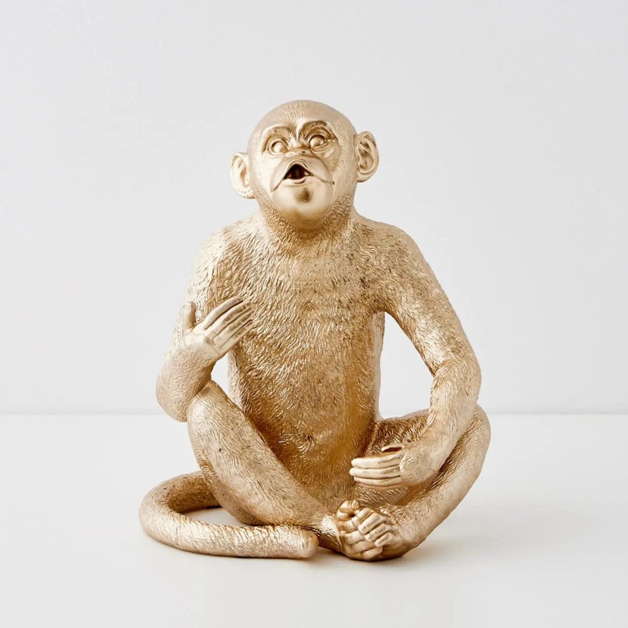 GigiandTom Charlie Chimp Resin Wine Holder Gold | Decorative Objects & Trays