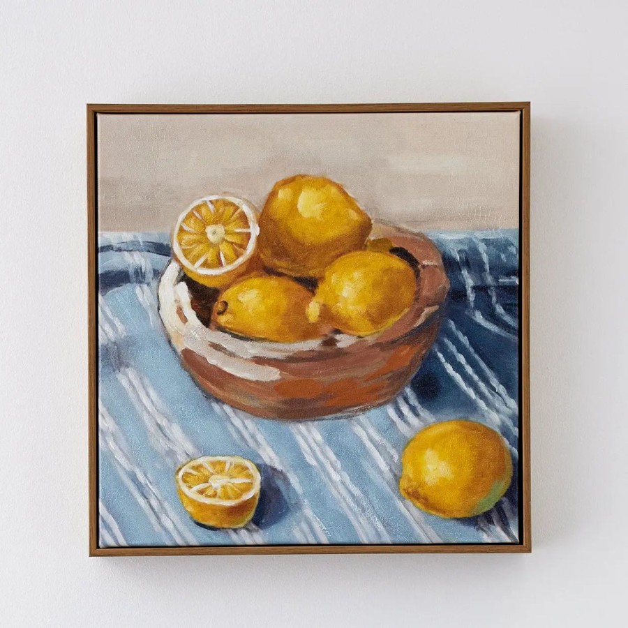 GigiandTom Lemon Bowl Framed Canvas Oil Painting | Wall Art