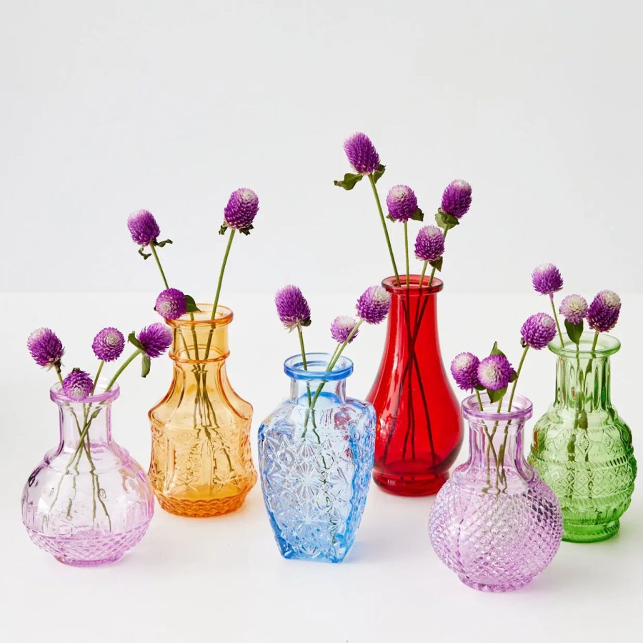 GigiandTom Vintage Bud Coloured Glass Vase Set 6 | Vases