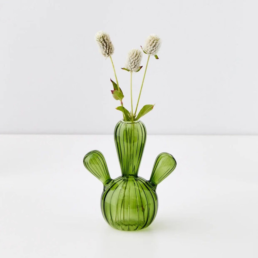 GigiandTom Cactus Small Coloured Glass Vase Green | Vases