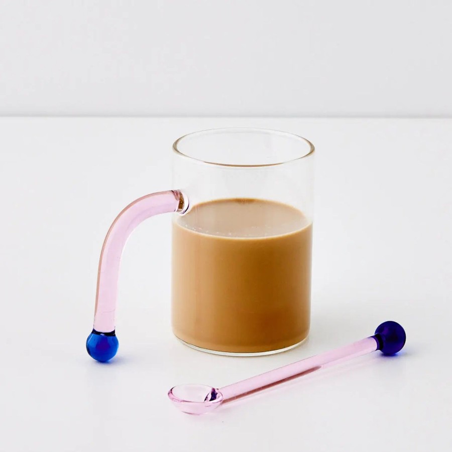 GigiandTom Bauhaus Glass Tumbler & Stirrer Pink | Mugs & Teacups