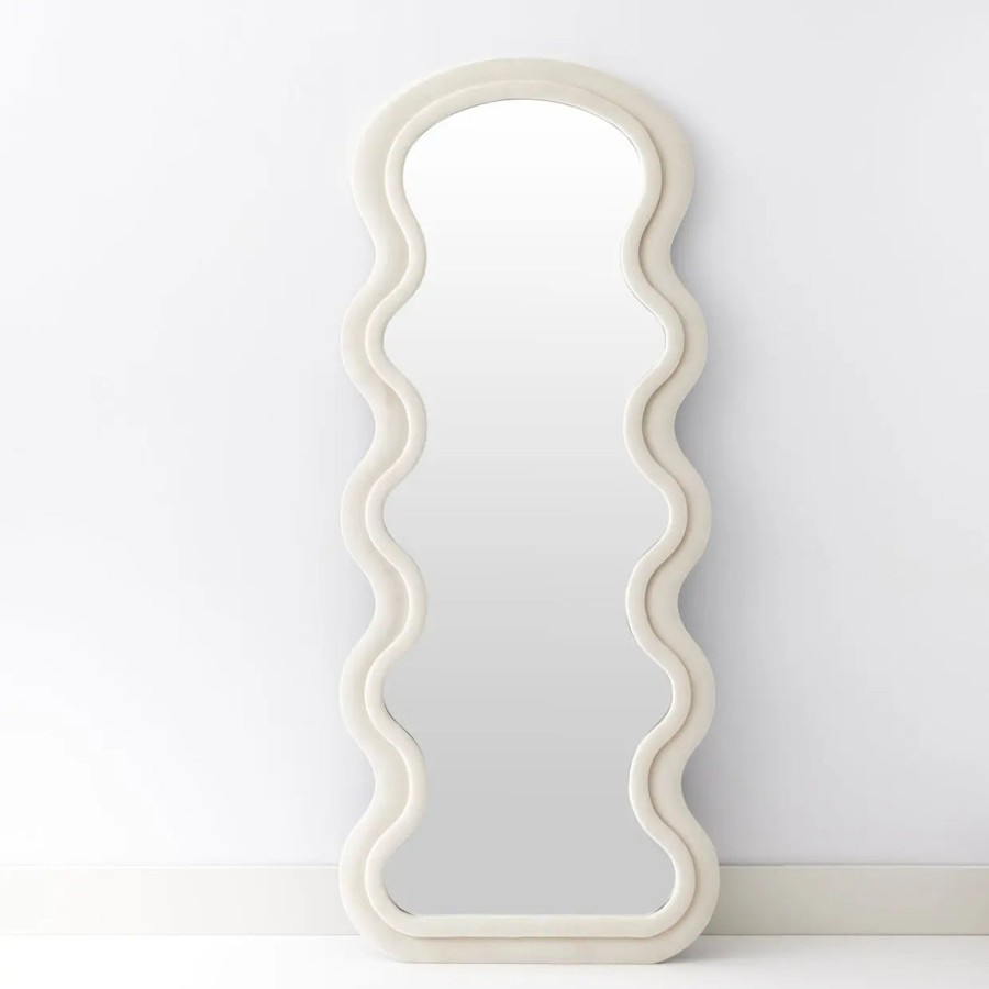 GigiandTom Curvy Wavy Velvet Full Length Mirror Off White | Mirrors