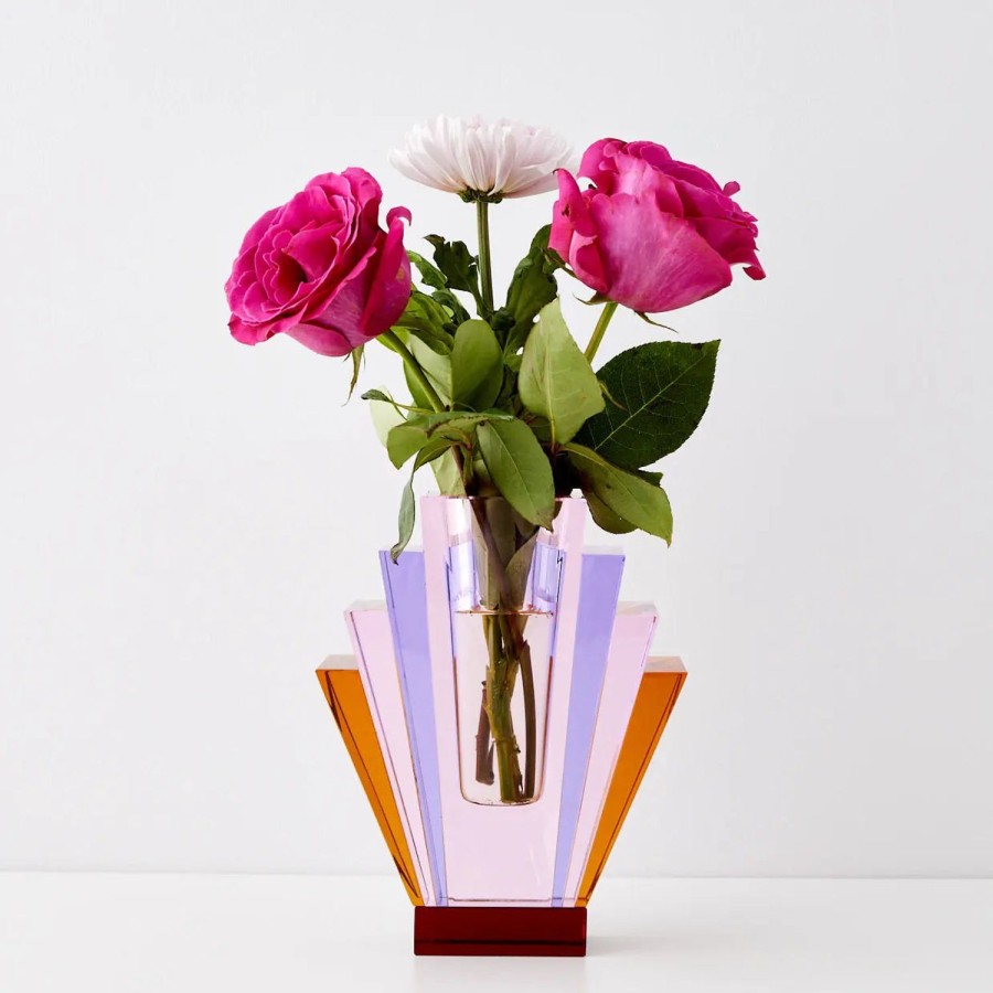 GigiandTom Diamond Deco Crystal Coloured Vase Pink Purple | Vases