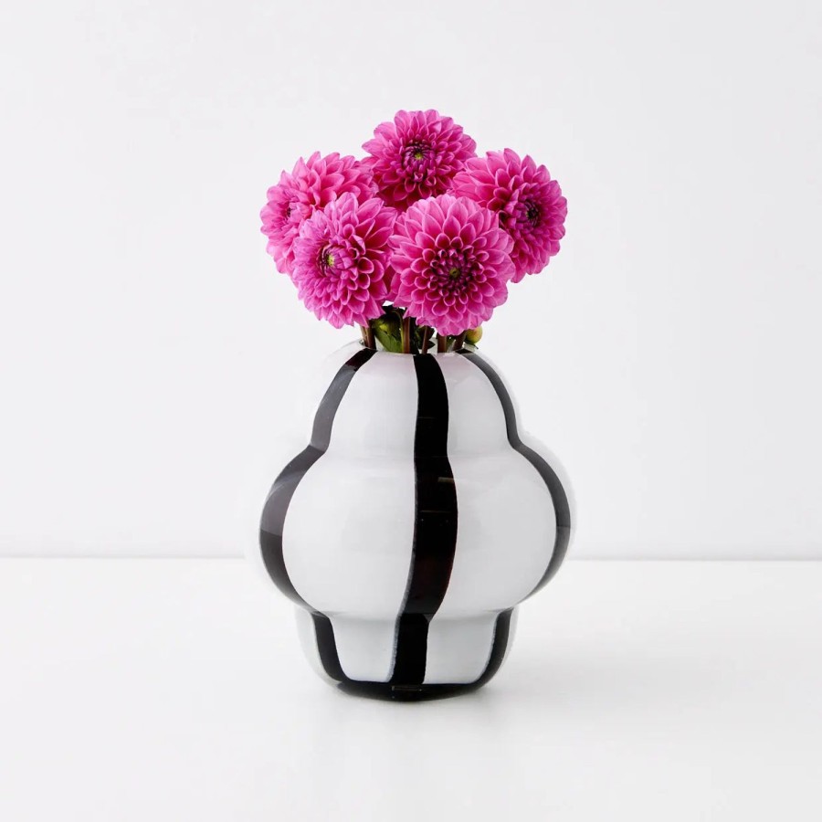 GigiandTom Ribboned Coloured Glass Vase White/Black | Vases