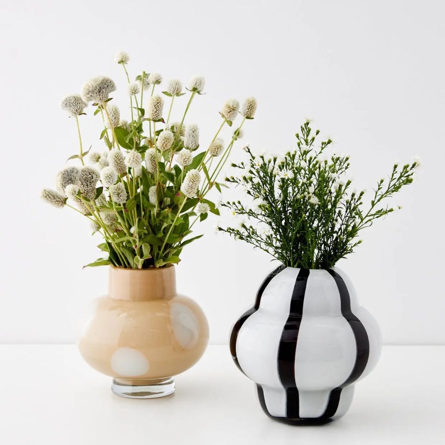 GigiandTom Ribboned Coloured Glass Vase White/Black | Vases