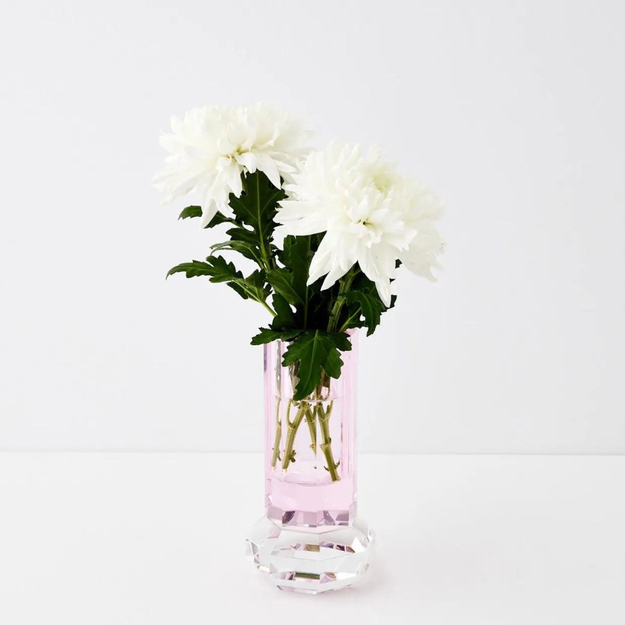 GigiandTom Cushion Crystal Cut Coloured Vase Pink | Vases