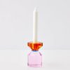 GigiandTom Bevel Crystal Taper Candle Holder Amber Pink | Candle Holders