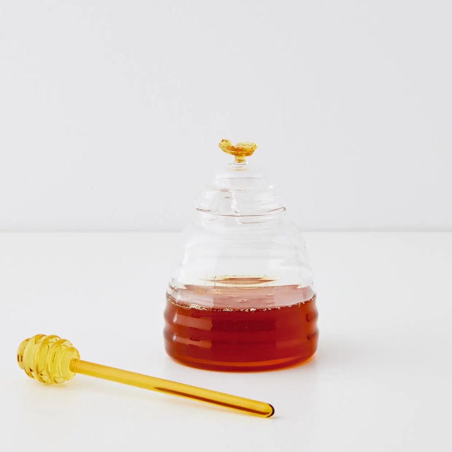 GigiandTom Bee Mine Glass Honey Jar & Dipper | Kitchen Accessories