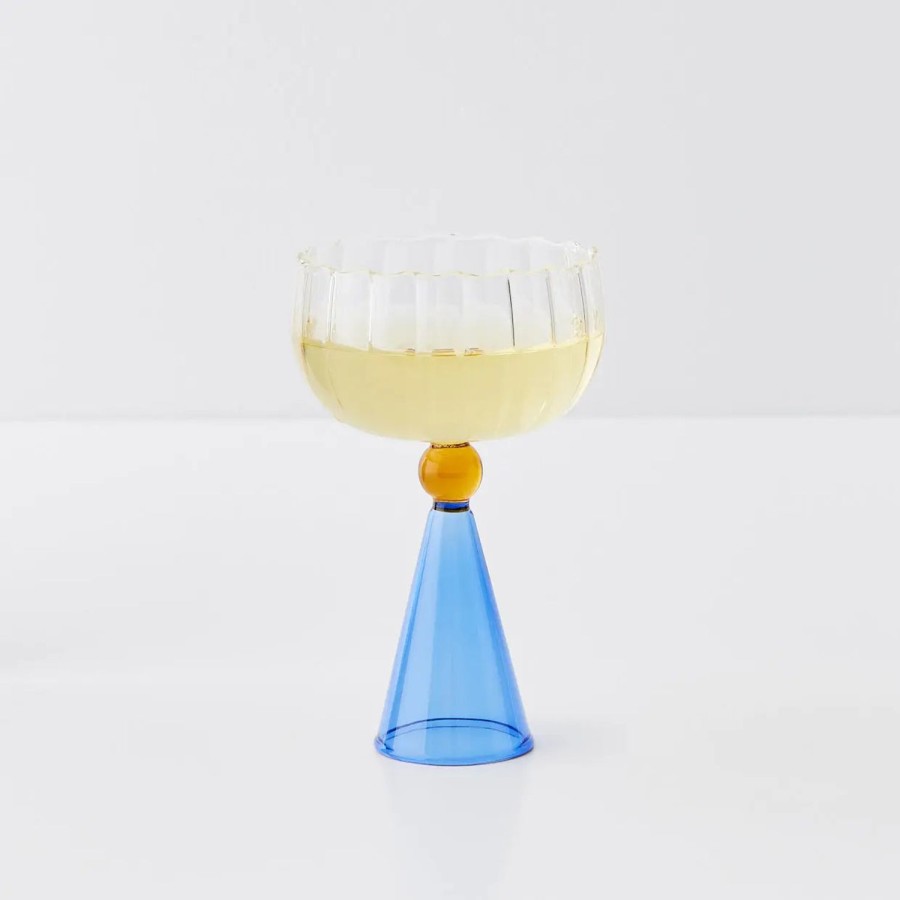 GigiandTom Champagne Cocktail Glass Clear/Navy | Wine Glasses