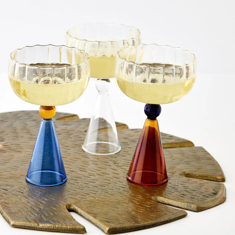 GigiandTom Champagne Cocktail Glass Clear/Navy | Wine Glasses