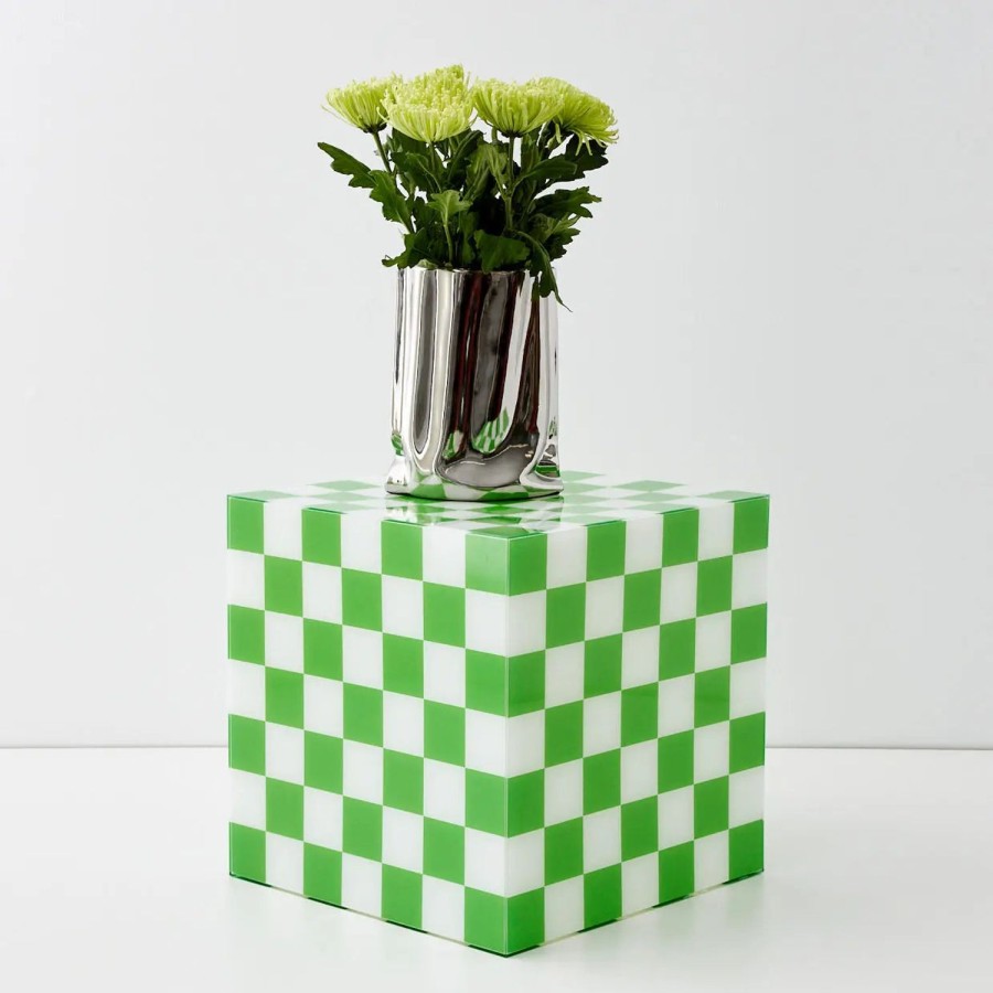 GigiandTom Checkerboard Acrylic Side Table Green | Furniture