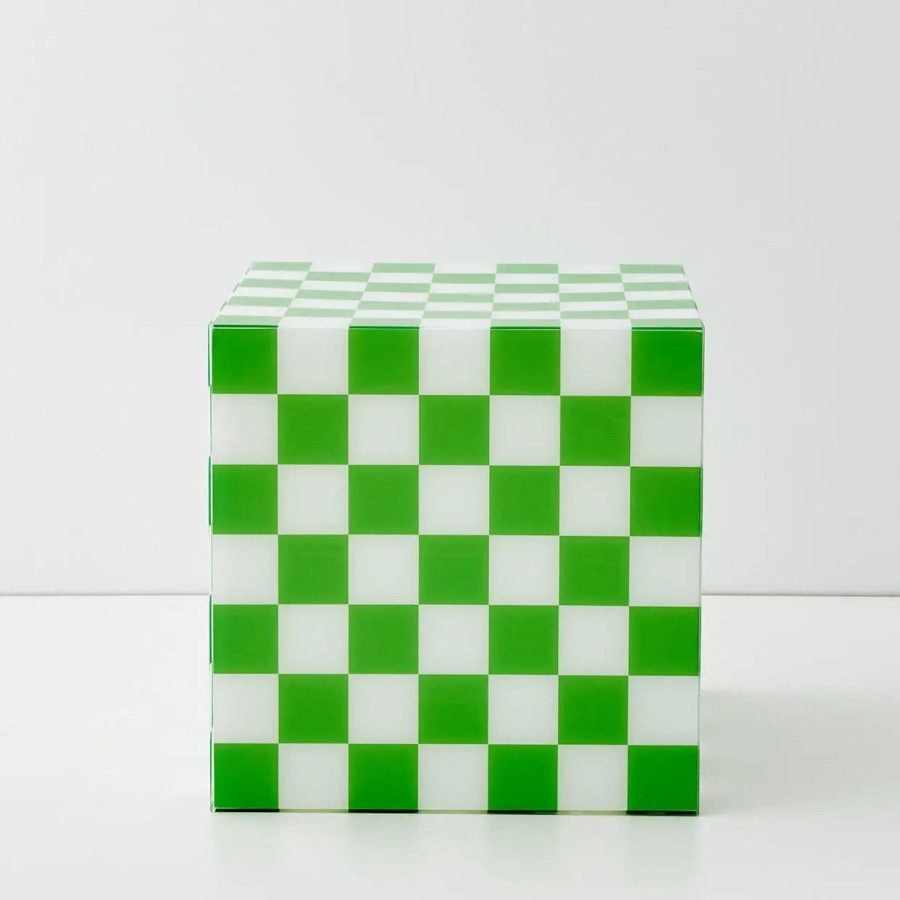 GigiandTom Checkerboard Acrylic Side Table Green | Furniture